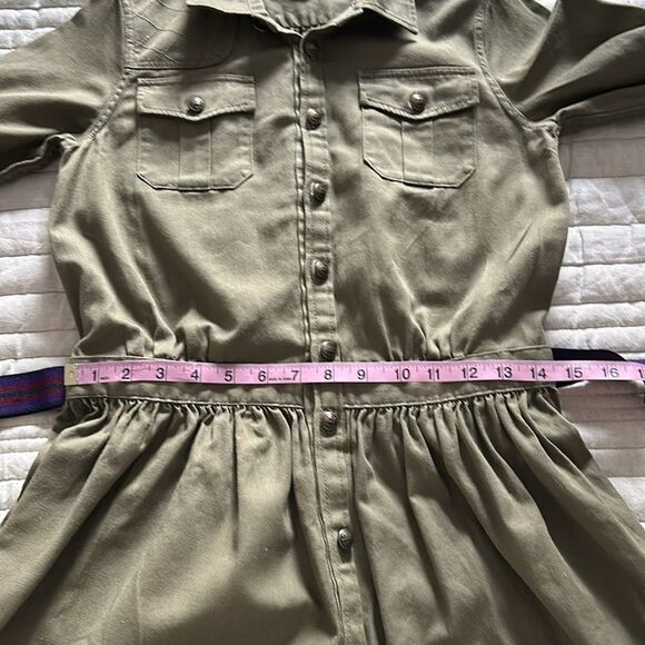 Ralph Lauren Dress Girls Size 14 Khaki Button Front Belted Chino Shirtdress - Picture 9 of 12